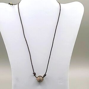 Taramanda Necklace & Earring Set, Brown Rope with a Decorative Ball, Boho, NWOT